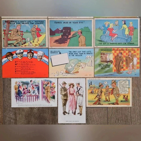 Lot of 18 Vintage Mostly Humorous Military Postcards WWII Army Navy - Picture 3 of 6